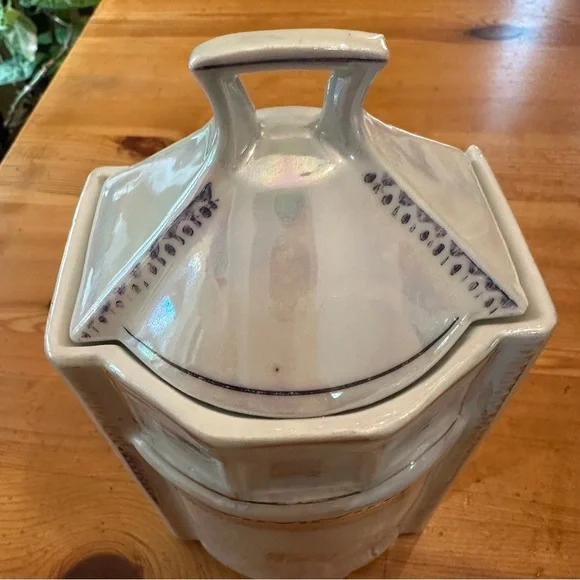 Vintage White Lusterware Germany Canister Set of Three Rice Tea Coffee - Picture 8 of 13